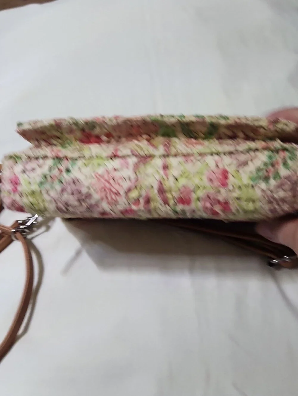 Bueno Floral Embroidered Crossbody in Pink, Green & Tan